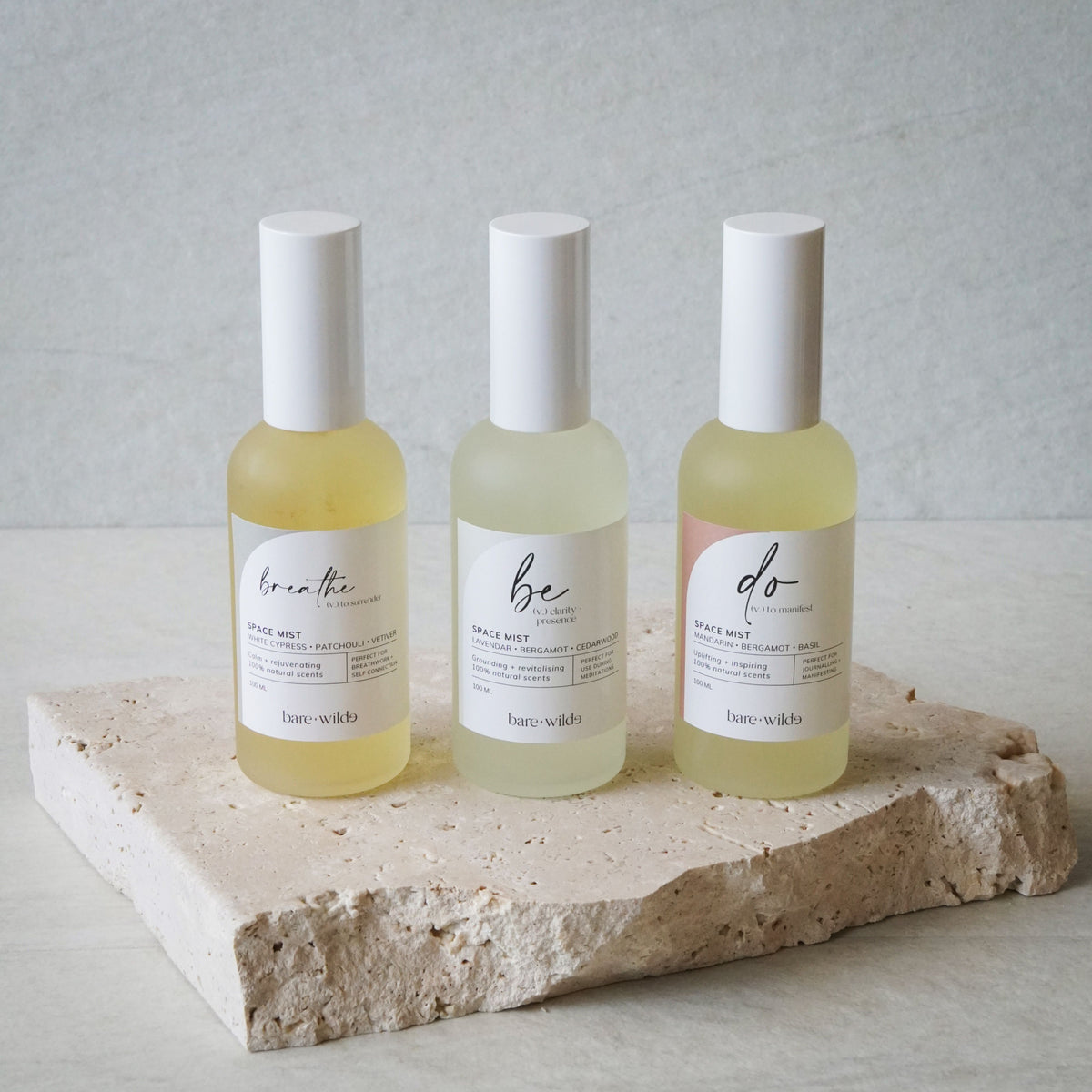 space mist bundle of the be, do and breathe range made will all natural ingredients and essential oils