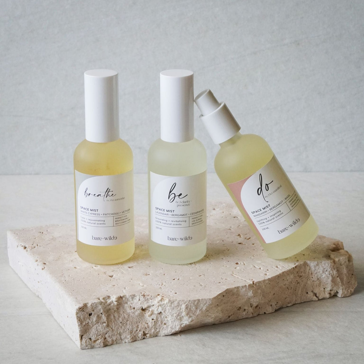 space mist bundle of the be, do and breathe range made will all natural ingredients and essential oils